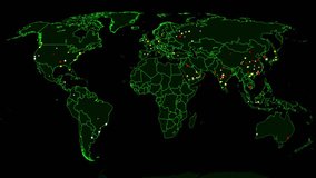 Hacker War Super Modern Digital Data Hacking World Map Simulation 4K UHD 2D Animation - Powered by Shutterstock - Get 15% off with code: PIKWIZARD15