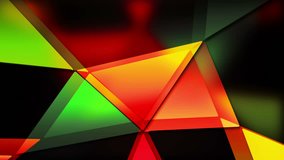 Abstract colorful triangles background loop in a dynamic geometric moving pattern. Red and yellow color scheme. 4K ultra HD