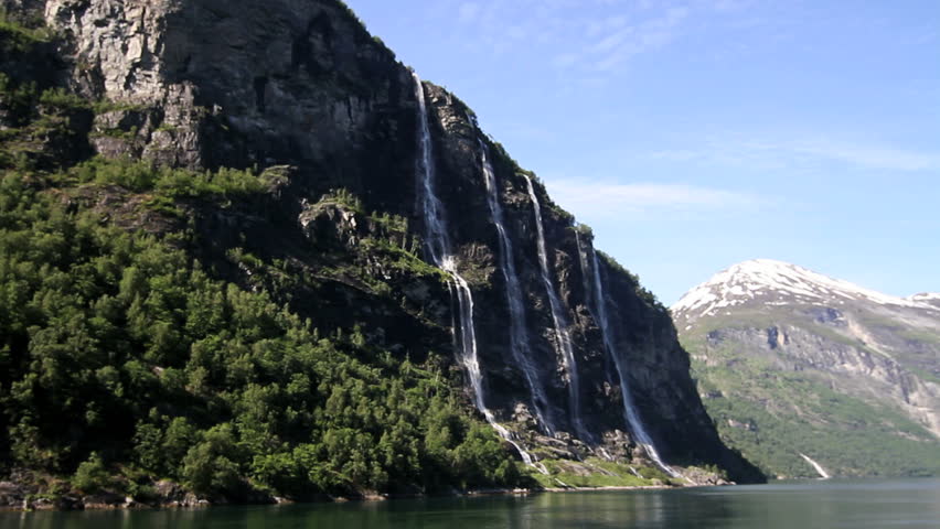 View of the Seven Sisters Waterfall at Geirangerfjord in Norway