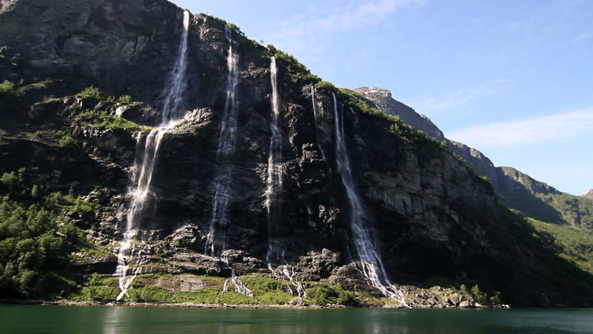 View of the Seven Sisters Waterfall at Geirangerfjord in Norway