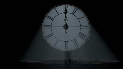 A  twenty four hour time-lapse from the interior of the attic room behind a working antique tower clock with light rays penetrating through
