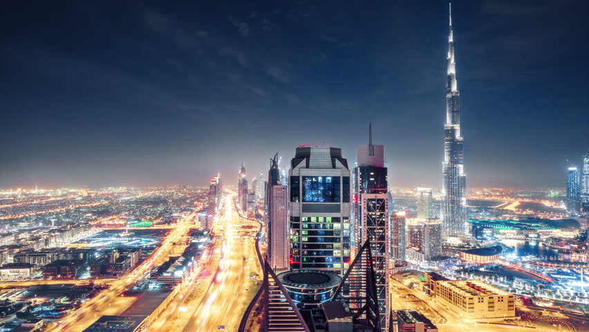 Fantastic Nighttime Skyline Of A Arkivvideomateriale 100 Royaltyfritt Shutterstock