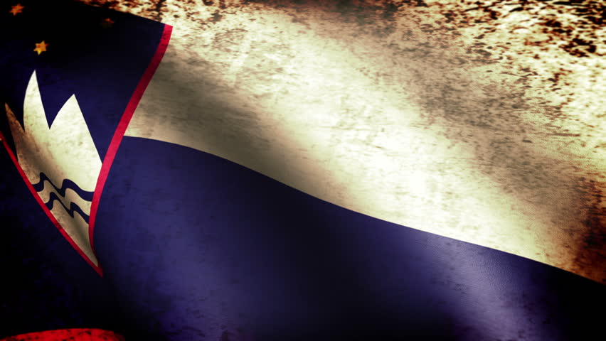 Slovenia Flag Waving, grunge look