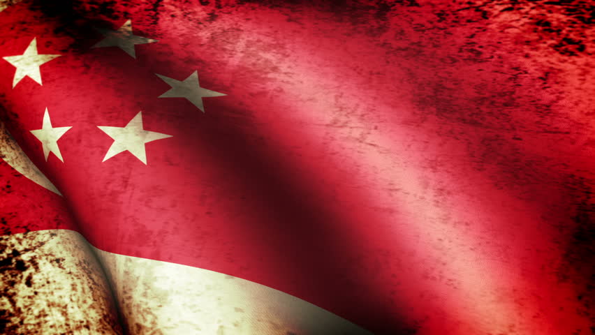 Singapore Flag Waving, grunge look
