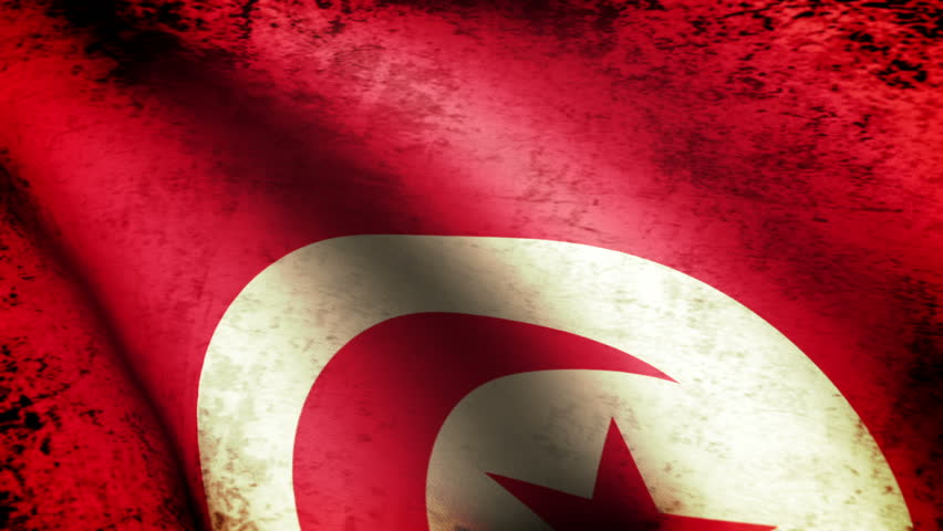 Tunisia Flag Waving, grunge look