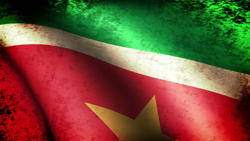 Suriname Flag Waving, grunge look