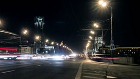 2k, night moscow timelapse,lights of the city.Russia