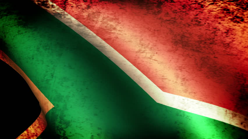 South Africa Flag Waving, grunge look