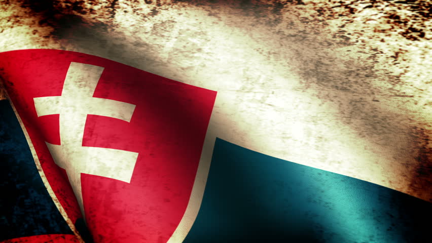 Slovakia Flag Waving, grunge look
