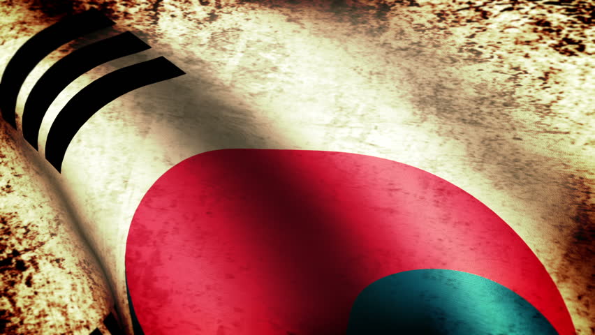 South Korea Flag Waving, grunge look