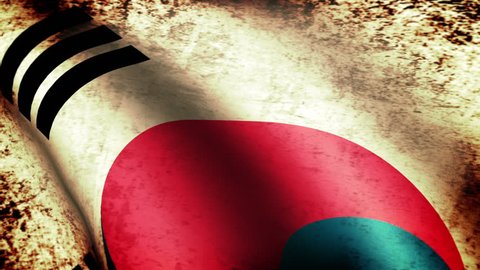 South Korea Flag Waving, grunge look