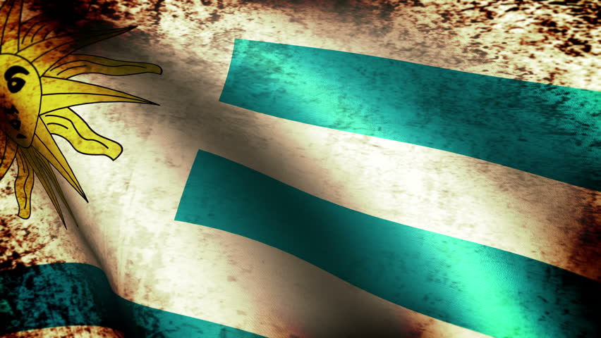 Uruguay Flag Waving, grunge look