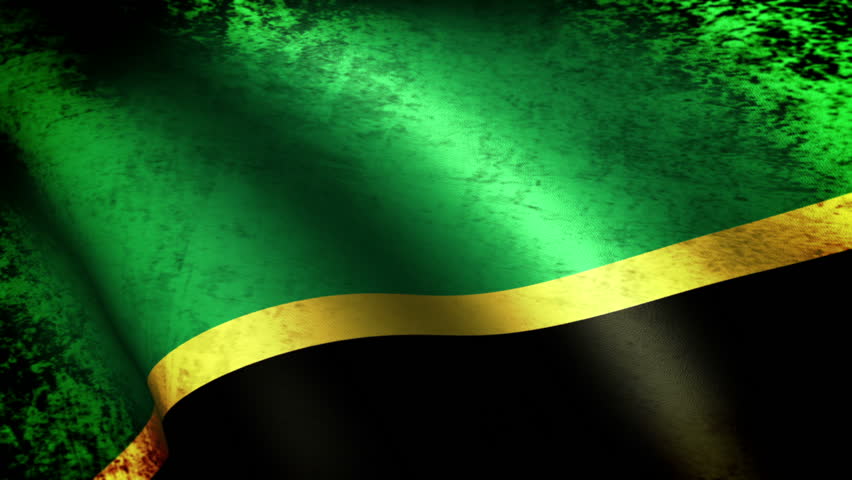 Tanzania Flag Waving, grunge look