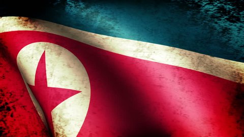 North Korea Flag Waving, grunge look
