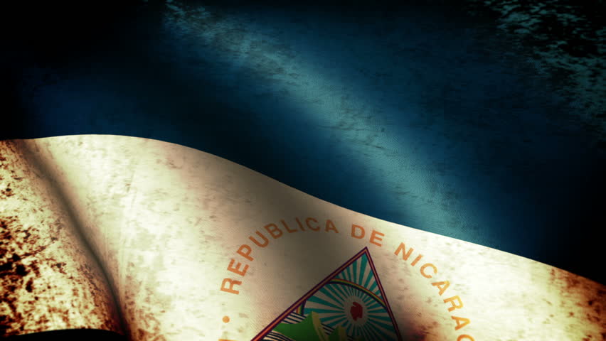 Nicaragua Flag Waving, grunge look