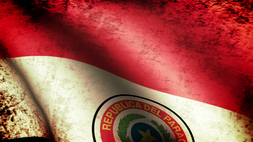 Paraguay Flag Waving, grunge look