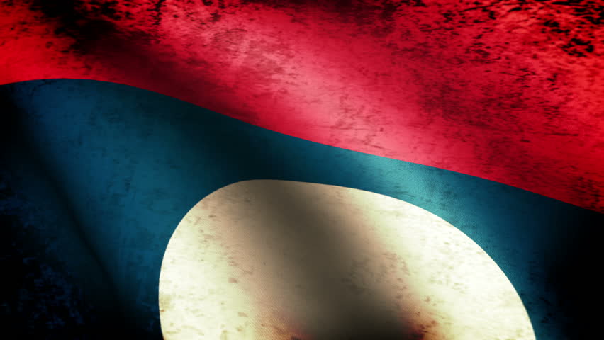 Laos Flag Waving, grunge look