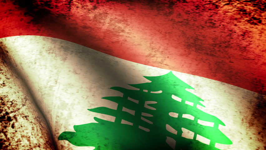 Lebanon Flag Waving, grunge look