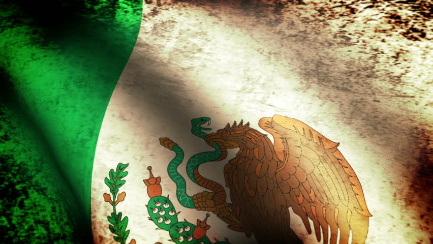 Mexico Flag Waving, grunge look