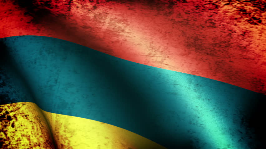 Mauritius Flag Waving, grunge look