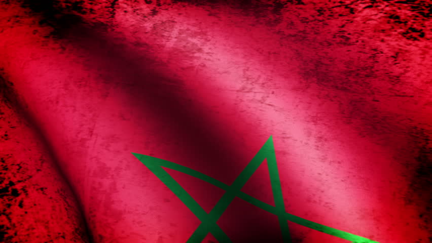 Morocco Flag Waving, grunge look