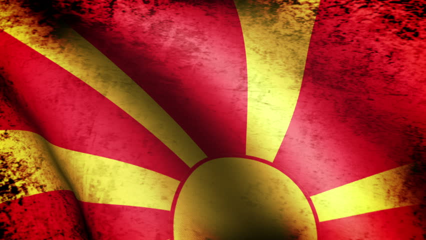 Macedonia Flag Waving, grunge look