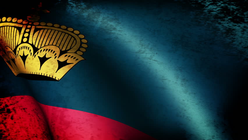 Liechtenstein Flag Waving, grunge look