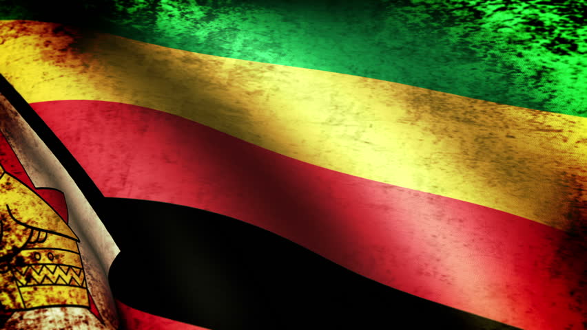 Zimbabwe Flag Waving, grunge look