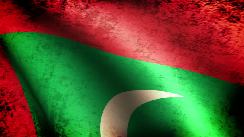 Maldives Flag Waving, grunge look
