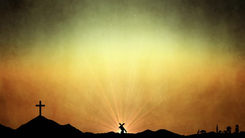 Jesus carrying His cross to Calvary. Easter Motion background video loop.