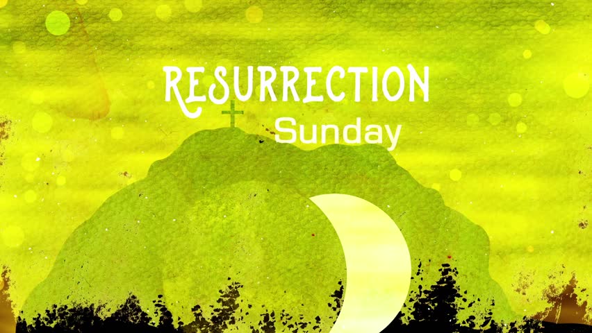 Easter Resurrection Text With Open Tomb Of Jesus.