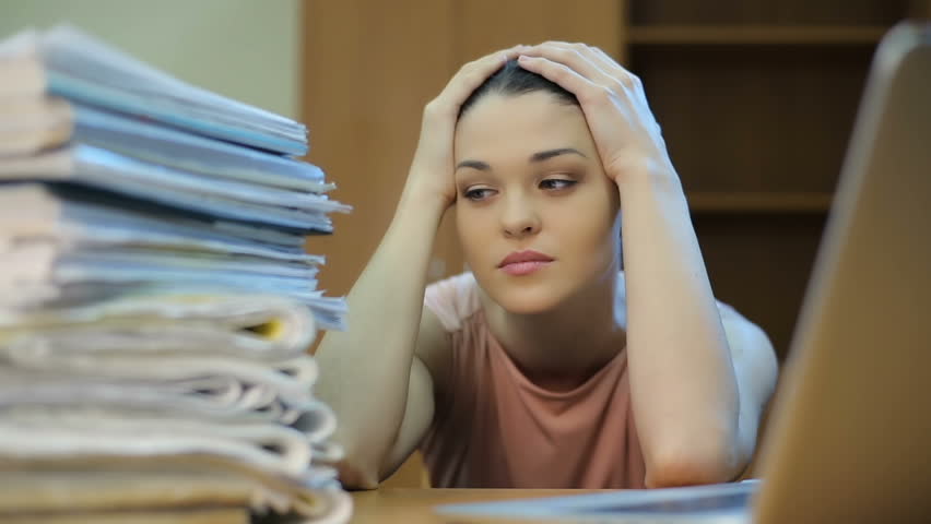 A lot of Paperwork and sad woman | Shutterstock HD Video #24913046