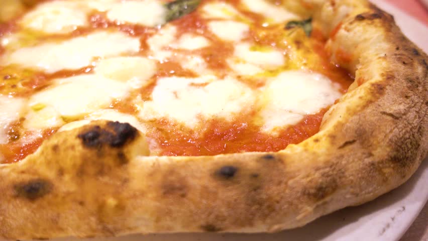 Close up of Pizza Margherita, italian food. Royalty-Free Stock Footage #24915584