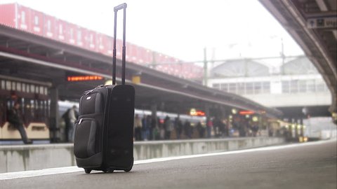 Luggage on a train station