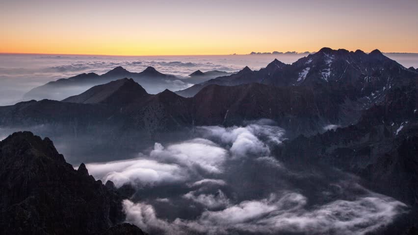 Landscape mountain in Tatras, peak Rysy, Slovakia and Poland, Time lapse
