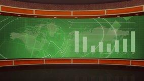 News Broadcast TV Studio Green Screen Background 