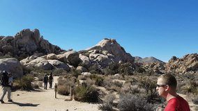 Hidden valley,Motion pan time lapse of rock piles in Joshua tree national park, in California, United states of america