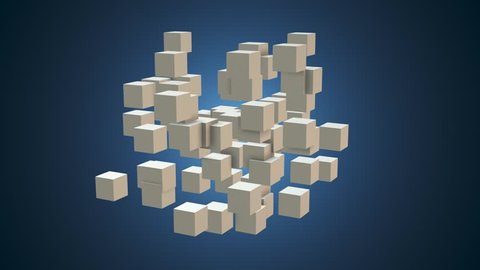 white abstract geometric shape with small cubes that form a greater cube (3d render) alpha mask
