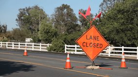 Lane Closed Sign Set of Three HD Video Clips - 1080p