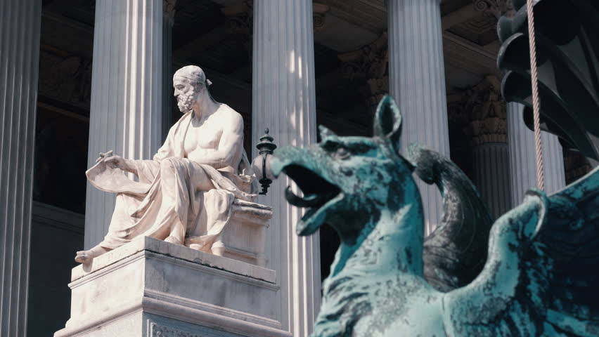 Part of the parliament building in Vienna, Austria.