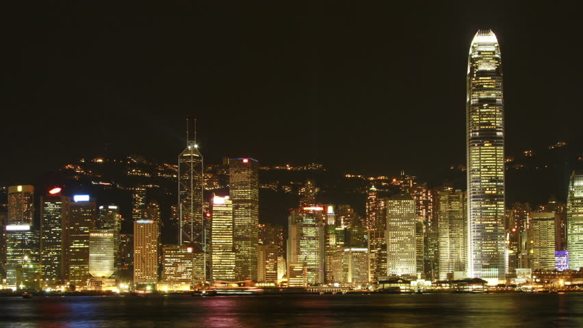 Victoria Harbour of Hong Kong Symphony of Lights.  ( Time lapse )