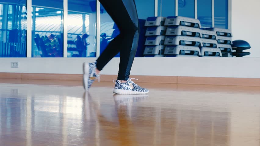 Close-up of dancer's legs, girl dancing the hip-hop