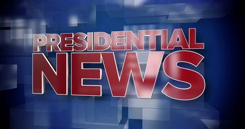 A red and blue dynamic 3D Presidential News title page animation.	 	