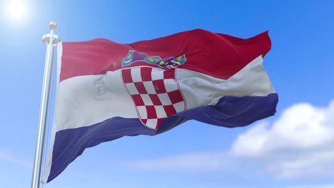 Amazing waving Croatian flag on slow motion.