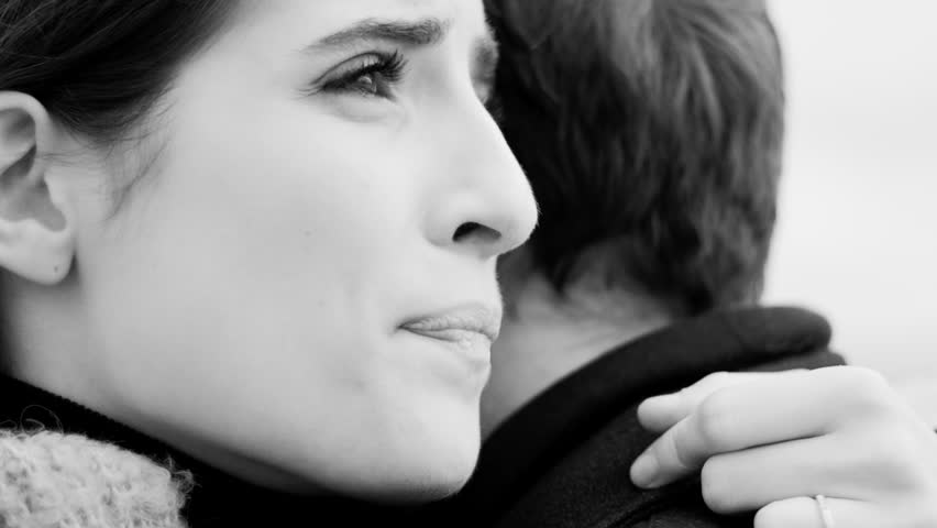 Sad Woman Hugging After Breakup Black Stock Footage Video 100 Royalty