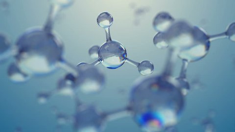 3D rendered footage with animation of rotation of model molecules from glass