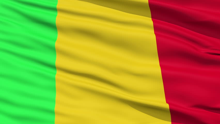 Closeup cropped view of a fluttering national flag of Mali