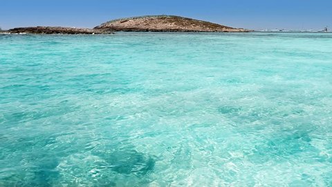Illetes Illetas Formentera beach islet from turquoise tropical beach in Balearic islands