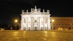 The road to the Basilica di San Giovanni in Laterano Night Rome, Italy.