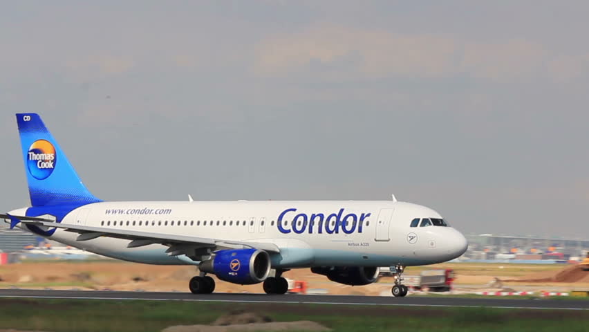 FRANKFURT - JULY 4: Condor airplane takes off from Frankfurt Airport on July 4,